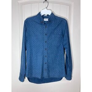 Taylor Stitch Mens 38 Button Down Shirt Long Sleeve Blue‎ Star Patterned Casual